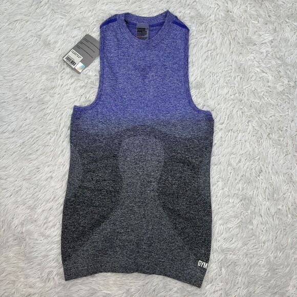 Gymshark Ombre Seamless Vest Indigo/Purple/Black Tank Top Women’s Size Small NWT - Picture 1 of 10
